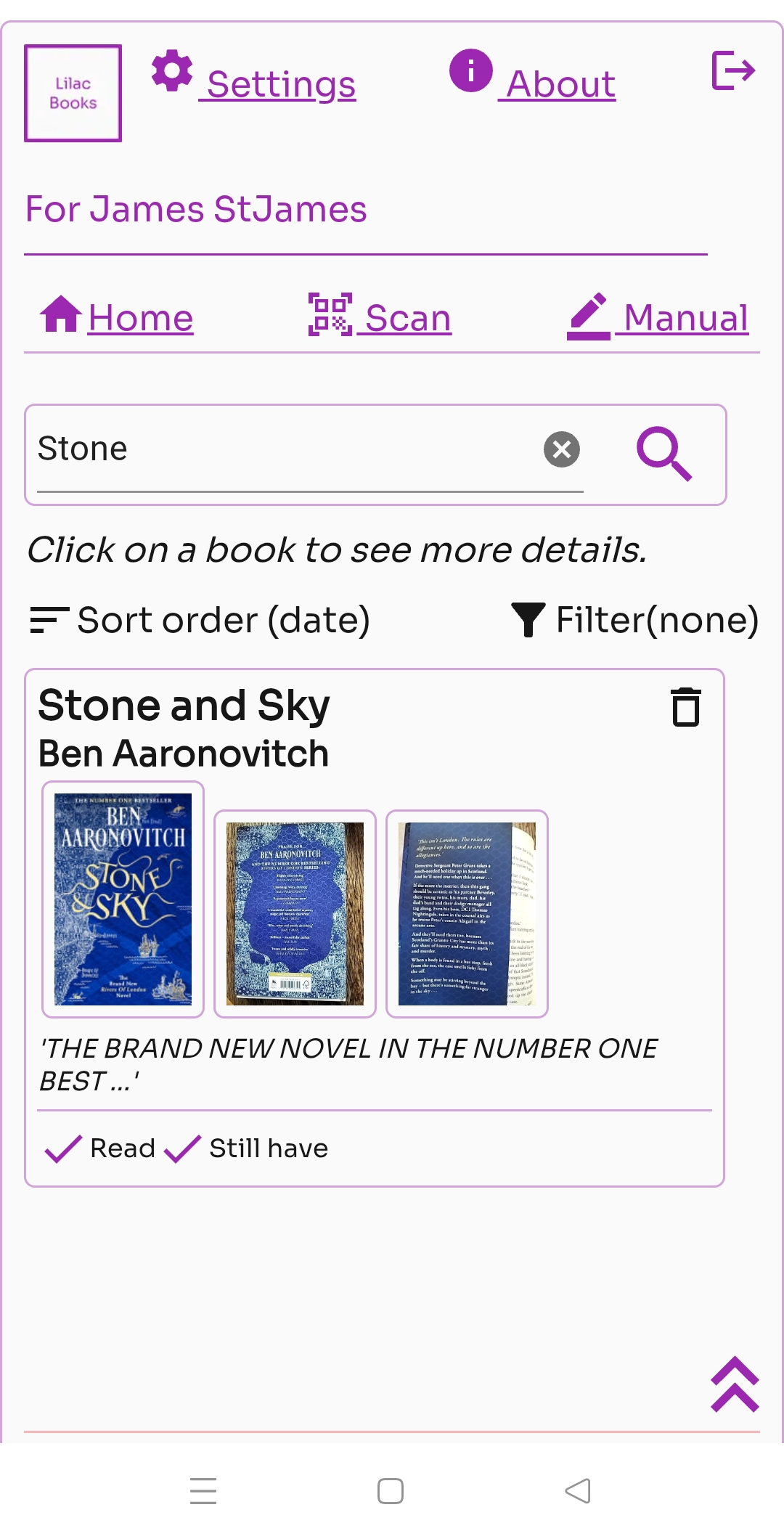 Search for a book in your database Screenshot