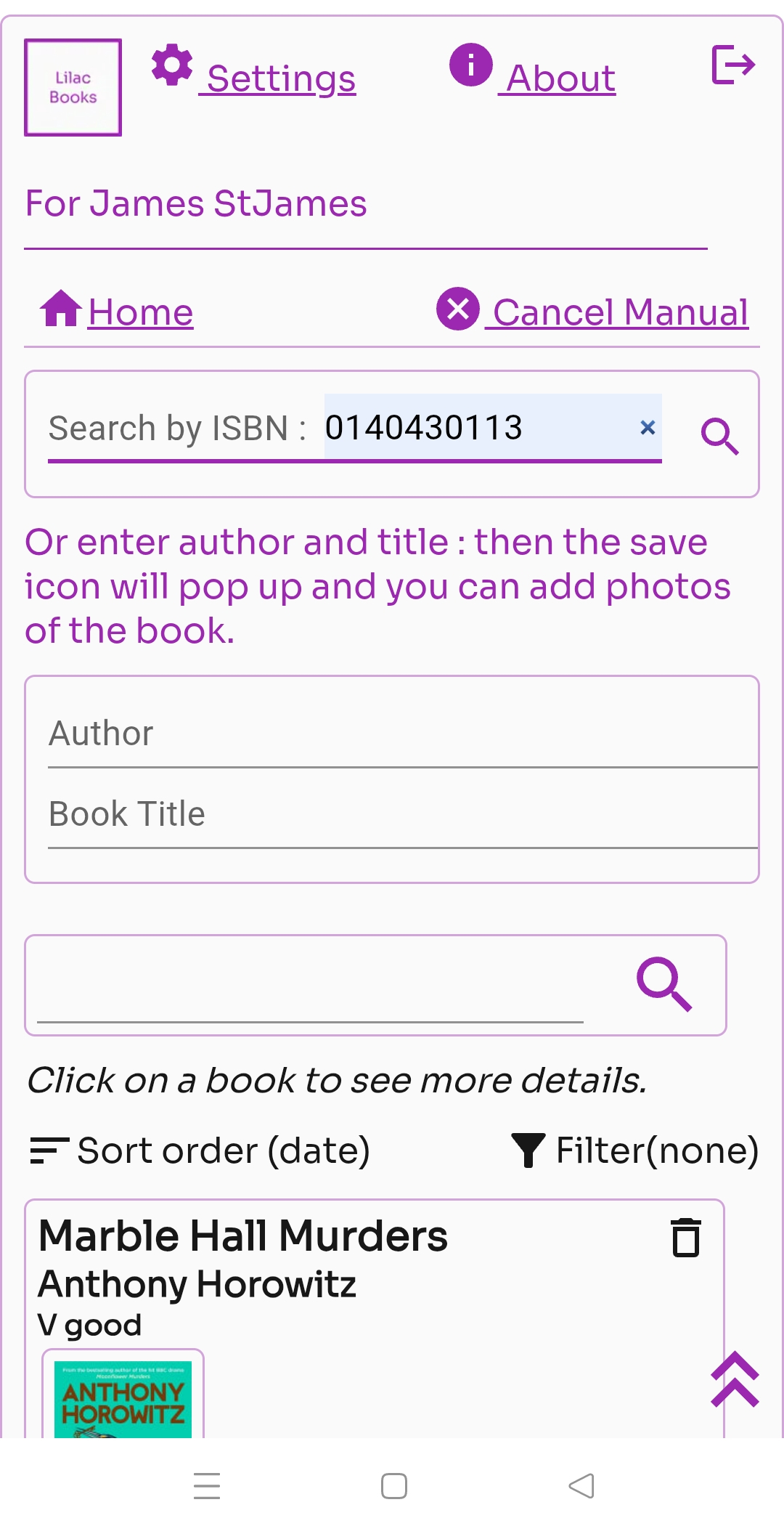 Search by ISBN Screenshot